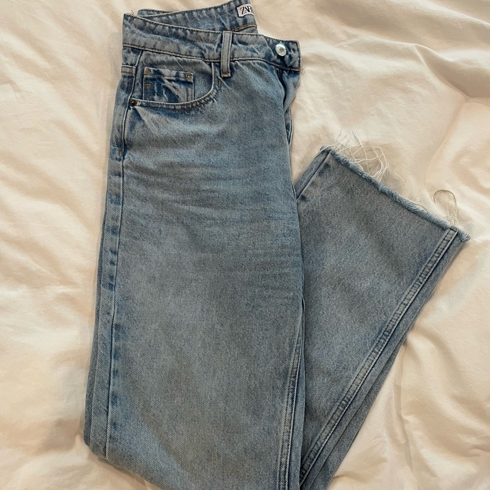 Zara High Rise Straight Leg Jeans